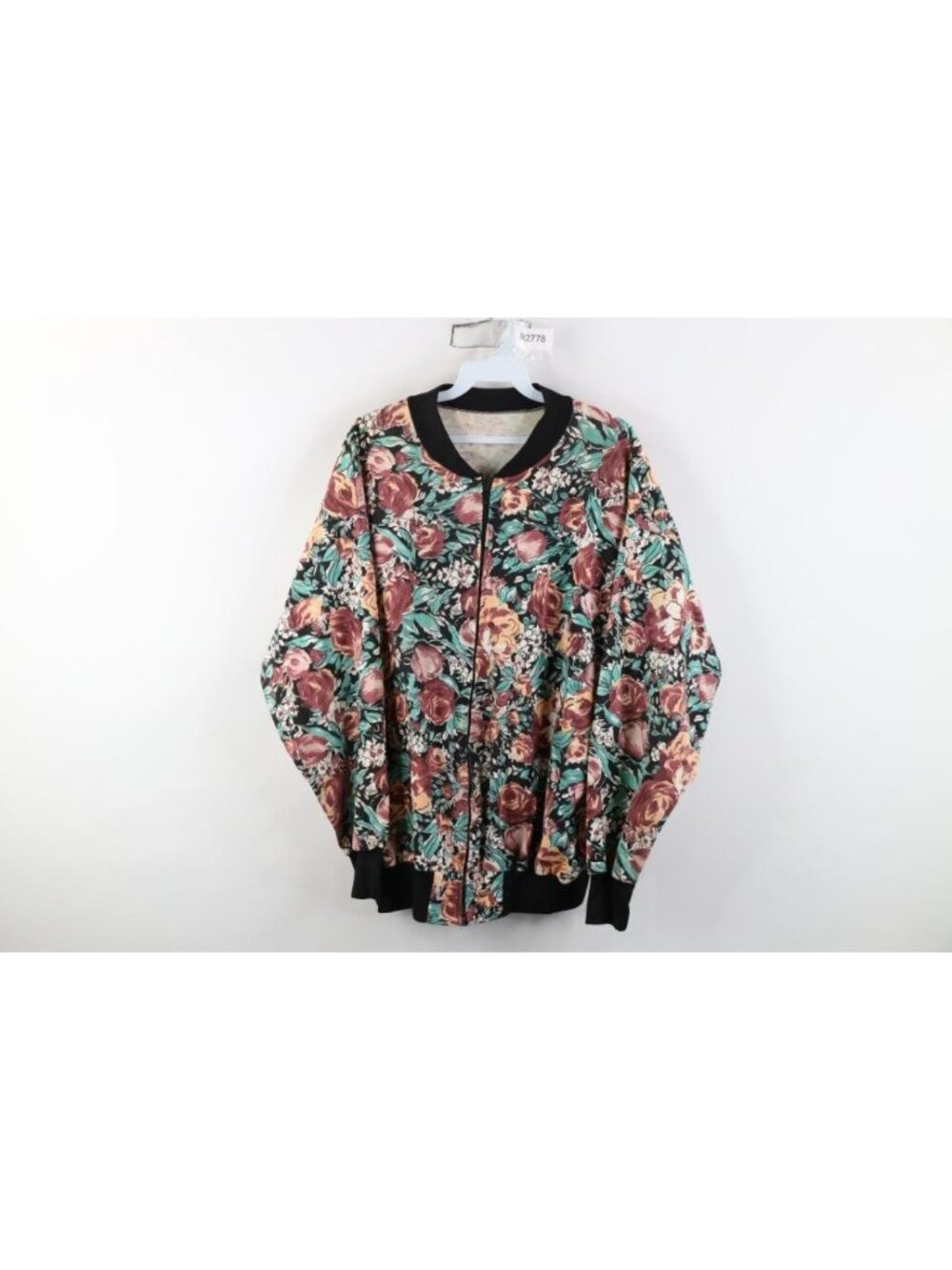 Vintage 90s Streetwear Womens L / XL Flower Floral Full Zip Bomber Jacket USA